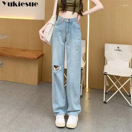 Women's Jeans High Waist Vintage Clothes Denim Korean Fashion Straight Leg Women Summer Female Clothing Pants Y2k Woman
