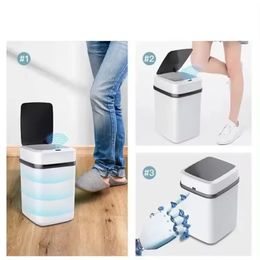 new Smart Garbage Bucket 13L Kitchen Touch Trash Can Bathroom Waste Bin Recycling Bin Trash Can Kitchen Trash Cantouchless trash can for