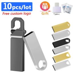 Drives 10pcs/lot Free Logo Metal flash drive 16GB 32GB 8GB 4GB Pendrive64GB USB 2.0 Memory Stick Flash Stick Pen Drive Cle Usb for Gift