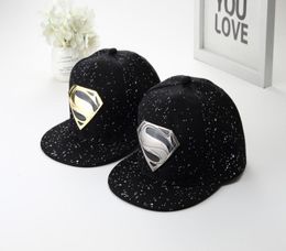 Fashionthe High Quality Designer New Superman Baseball Hat Couple Metal Iron Plate Flat Edge Hip Hop Hat4930392