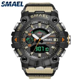 Wristwatches SMAEL 8040 50M Waterproof Wristwatch Stopwatch Alarm LED Light Digital Watches Mens Sports Watch Military Watches Men Watch 240423