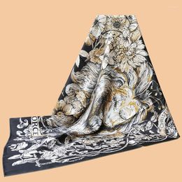 Scarves HuaJun 2 Store|| High End Accessory "La Force" 90 Silk Scarf With Diagonal Spray Painting And Luxurious Hand Sewn Edges