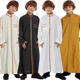Ethnic Clothing Saudi Arabic Boys Kids Zipper Robe Ramadan Muslim Dress Child Jubba Thobe Eid Djellaba Dishdasha Islamic Abaya Dubai Turkey