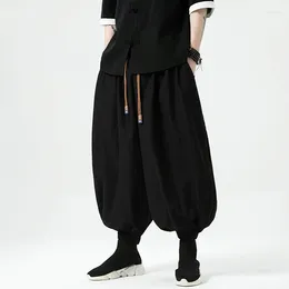 Men's Pants 2024 Summer Men Wide Leg Dark Wind Solid Color Casual Japanese Styles Harun Cotton Linen Lantern