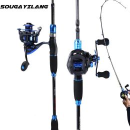 Accessories Sougayilang 2.1m Fishing Rod and Reel Combo Carbon Fibre Lure Rod Spinning Rod Set Baitcasting Fishing Reel Combo Casting Pole