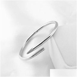 Cuff Cuffs Bangle Luxury Diamond Nail Bracelet Designer Lovers Mens Stainless Steel Accessories Bangles For Women Birthday Exquisite D Dhado