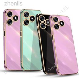 Cell Phone Cases Luxury Square Plating Phone Case For Tecno Spark 10 4G 10C 6.6 Spark10 KI5q KI5k ShockProof Soft TPU Silicone Back Cover Fundas d240424