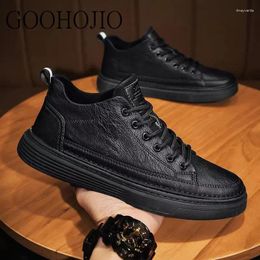Casual Shoes Spring Autumn Male Black Leather Business Chef Single Mens Non-slip Waterproof Men