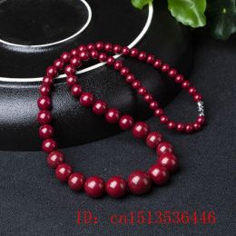 Necklaces Natural Red Jade Beads Cinnabar Tower Chain Necklace Jadeite Jewelry Fashion Charm Accessories Lucky Amulet Gifts Women Her Men