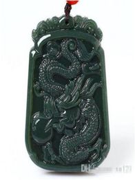 Fine Jewelry Hetian Jade Handmake Carved Chinese Dragon Necklace Pendant Lucky Necklace Women men Jewelry2616893