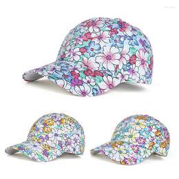 Ball Caps Korean Women's Fashion Summer Baseball Cap Flower Print Outdoor Sunscreen Shading Adjustable Casual Hat Gorras Hombre