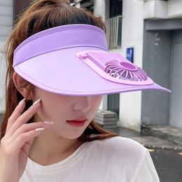 Berets 2024 Fashionable Fan Hat For Sun Protection And Cooling Sunscreen Summer Fluorescent Colour