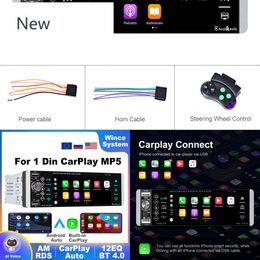 New 1 Din Carplay MP5 5.1'' Radio Android Auto Stereo Receiver AI Voice MP3 Car Multimedia Player Bluetooth FM RDS