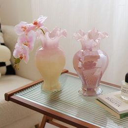 Vases French Style Vase Decoration Hydroponic Flower Arrangement Table Glass Home Retro Light Luxury Simple Gift