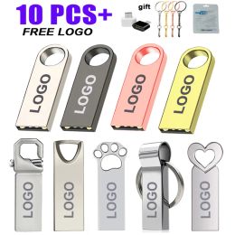 Drives 10PCS Metal Pen Drive 64GB 128GB USB Flash Drive 32GB Flash Disk 16GB 8GB4GB 2GB Memory Stick Free Logo Free Delivery Shipping