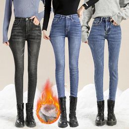 Women's Jeans 2024 Winter Women Warm Lamb Fleece Pants Casual Female High Waist Street Plush Leggings Trouser Y2K Denim Skinny Stretch