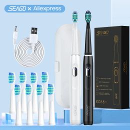 Heads SEAGO Electric Toothbrush Sonic USB Charging for Adult Smart Teeth Whitening 4 Modes Replace Heads Travel Tase SG551