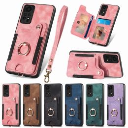 Cases Cards Solt Wallet Ring Holder Leather Case for Xiaomi Redmi Note 12 Pro Plus 11S 11 10 Lite 13 POCO X5 X4 12T X3 NFC Strap Cover