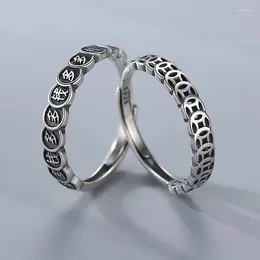 Cluster Rings HX Silver Color Lucky Money Retro Ring For Women Safe Gathering Coins Personalized Simple Niche Open Trend