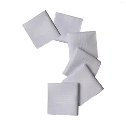 Bow Ties 6x Pure White Handkerchiefs Set Solid Color Hankies Crafts Gift For Prom Gentlemen Suit Party Birthday