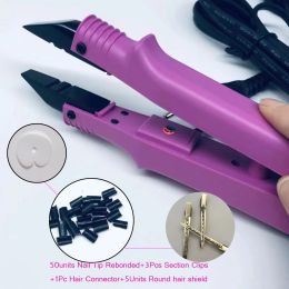 Straighteners 1Pc Adjustable Hair Connector L611 B Fusion Iron Heat Connectors With 50Nail Tip Rebonded +5pcs Round Hair Shield Section Clip