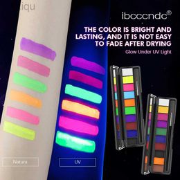 Body Paint ibcccndc 10 colours water-based face paint set DIY fluorescent face paint palette with brush d240424