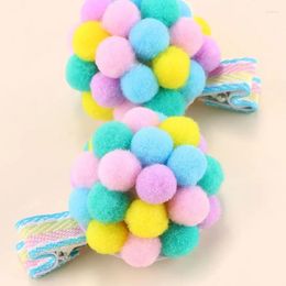 Hair Accessories 2Pcs Sweet Baby Plush Hairpins Handmade Side Clip Barrettes Rainbow Balloon Clips For Girls Fashion Hairgrips Headwear