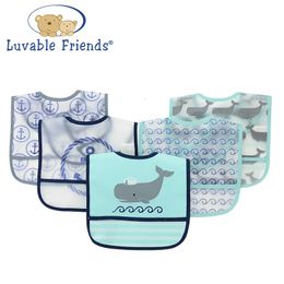 Baby Bibs PEVA Waterproof Saliva Towel Scarf Lunch Boys Girls Cartoon Infant Burp Cloths 5pieces/pack 240422