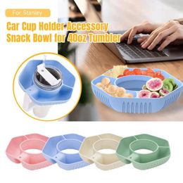 Plates 1Pc Snack Bowl For 40oz Tumbler 3 Compartments Car Cup Holder Portable Reusable Silicone Picnics