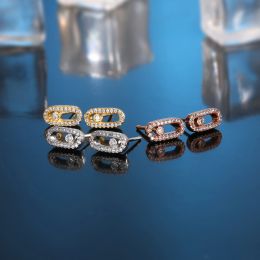 Earrings Classic Messica Earrings S925 Sterling Silver Moving Diamond Earrings Women's Luxury Jewellery Gift Free Shipping