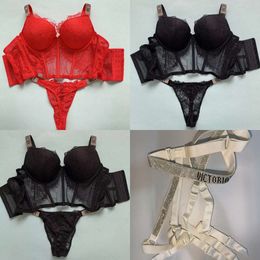 Sexy Lingerie Letters Bra Set Women Underwear Push Up Large Size Vintage Lace Corset for Women Top Camis Sets 220311 s