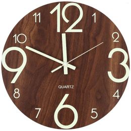 Wall Clocks Luminous Clock 12 Inch Wooden Silent Non-Ticking Kitchen With Night Lights For Indoor/Outdoor Living Room