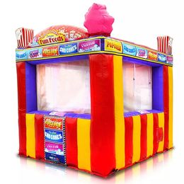 Oxford 6mLx6mWx4mH (20x20x13.2ft) inflatable carnival treat shop with foldable curtain concession stand fast food cabin booth ticket stall