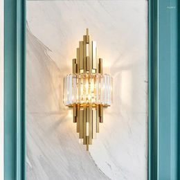 Wall Lamps Luxury Home LED Crystal Lamp Modern Living Room Sofa Background Light Golden Nordic Bedroom Bedside