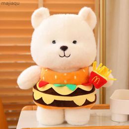 Plush Dolls Cute Cartoon Hamburger Bear Stuffed Toys Funny Outfit Bear Plush Animals Hugging Plushies Doll Gift for Baby Kids Girls BirthdayL2404