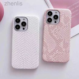Cell Phone Cases Luxury Chic Snake Texture Leather Silicone Soft Phone Case For Iphone 11 12 13 14 15 Pro MAX Plus X XS XR 7 8 White Pink Cover d240424