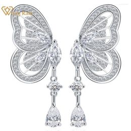 Dangle Earrings Wong Rain Luxury 925 Sterling Silver Butterfly Lab Sapphire Gemstone Sparkling Drop Fine Jewellery Gifts Wholesale
