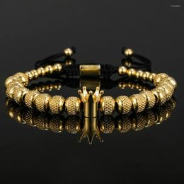 Charm Bracelets Simple Crown Royal Men & Women Bangles Handmade Copper Beads Braiding Bracelet Jewellery Gift
