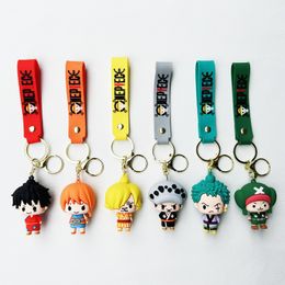 Anime cartoon integrated keychain creative monkey silicone doll keychain car bag decoration pendant keychain