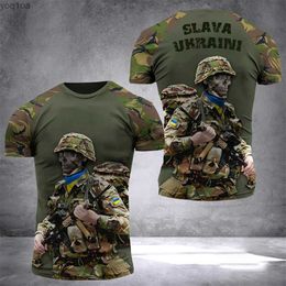 Men's T-Shirts Mens T-shirt Ukrainian Flag Print Army Pattern Mens Top Vintage Sweatshirt Loose Oversized Shirt Everyday Casual Short SleeveL2404