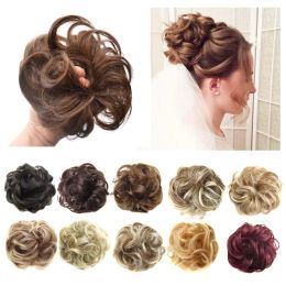 Chignon Synthetic Flexible Elastic Women's Messy Hair Bun BlackBrown Blonde Curly Scrunchy Chignon Hairpiece