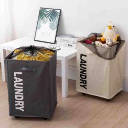 Baskets Rolling Laundry Basket Organizer Storage Containers with Handle on Wheels 22" Pro Large Foldable Cesto Ropa Sucia Organizador