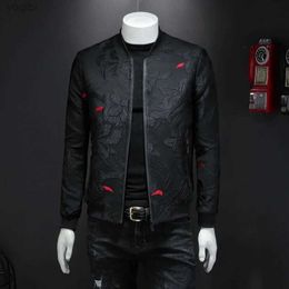 Men's Jackets 2024 Spring and Autumn Mens Casual jacket with floral slim fit pattern bomber jacket mens 4XL puff jacquard black bomber jacket mensL2404
