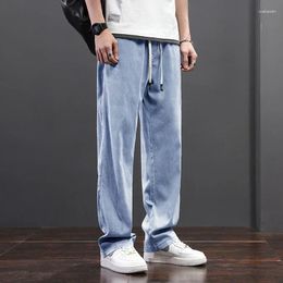 Men's Jeans Summer Wide Leg Pants Streetwear Baggy Men Korean Fashion Loose Straight Male Brand Clothing Black Blue GreyTrousers