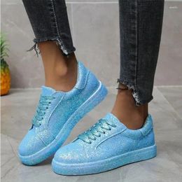Casual Shoes Women's Plus-size Flat Sneakers Shiny Lace Platform Breathable Plus Size Vulcanised