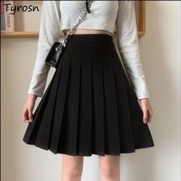 Mini Skirts Women S-3XL Japan Style Solid Color Pleated College Schoolgirls Lovely JK Uniform Preppy All-match Faldas Lengthen 240418