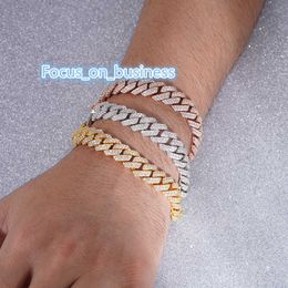 Starsgem Wholesale price 925 gold plated ice out hip hop style rapper Jewellery full setting men moissanite cuban link bracelet