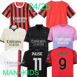 REIJNDERS 23 24 25 PULISIC Soccer Jerseys AC GIROUD HOME RAFA LEAO REBIC Football Shirt special Kids black miLaNs 2024 KOCHE LOFTUS-CHEEK 125-year anniversary