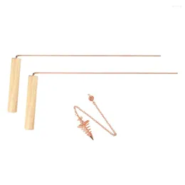 2pcs Sticks Detector Rod Copper Probe For Water Treasure Finding Metal Probing Tool Wood Handle And Flat Head Rods