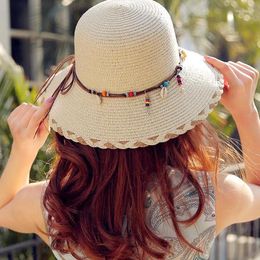 Berets Casual Vacation Style Shell Decoration Beach Sun Hat Foldable Straw Women's Summer Travel